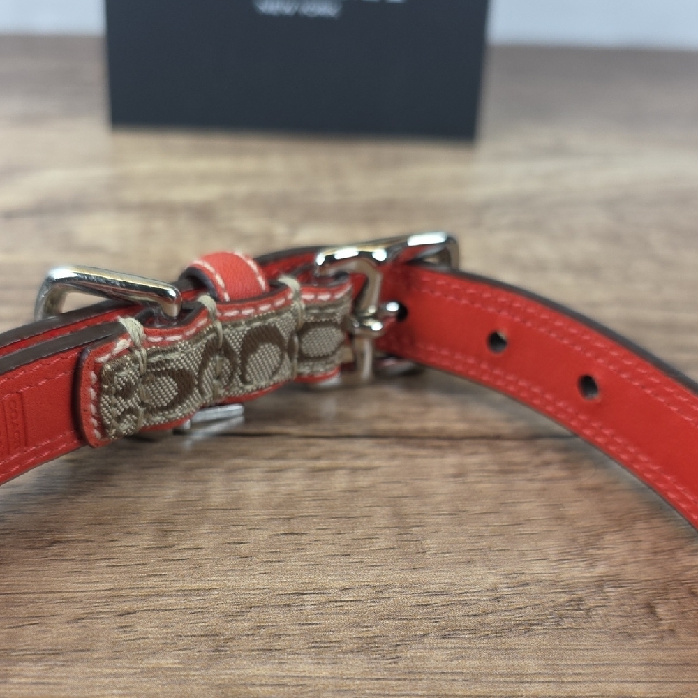 Coach Size M 60339 Red and Brown Signature Dog Collar Charm - Picture 6 of 7